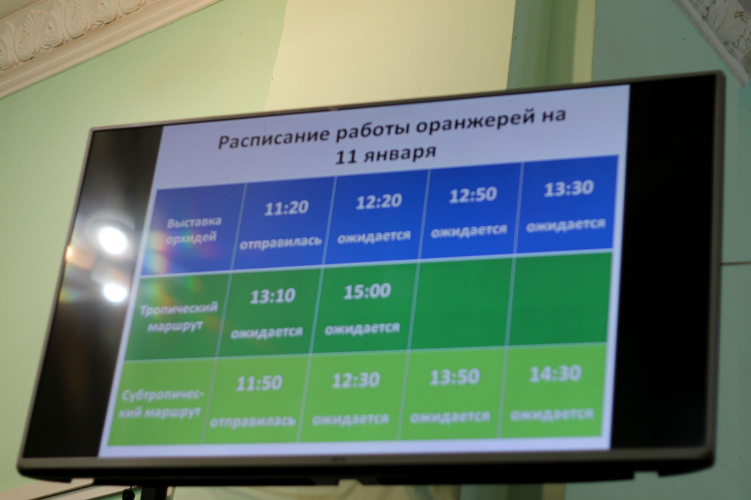 Современный дисплей с расписанием экскурсий