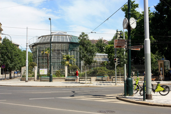 Ботанический сад Карлова университета (The Botanical Garden of the Science Faculty of Prague’s Charles University). Вид на главный вход с улицы.
