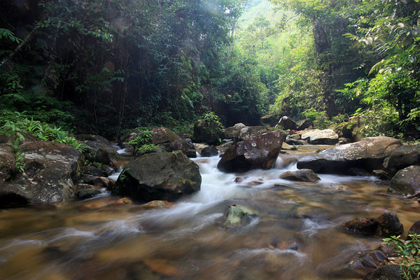 На подходе к небольшому водопаду, Annah Rais, Sarawak, Borneo